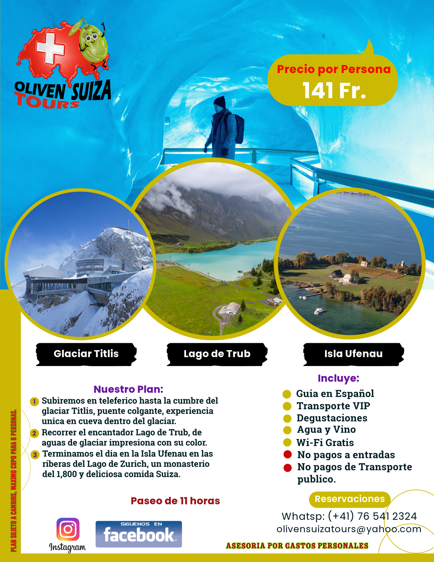 Montaña Titlis (Glaciar Alpino) - Lago Trub - Isla Ufenau en Zúrich