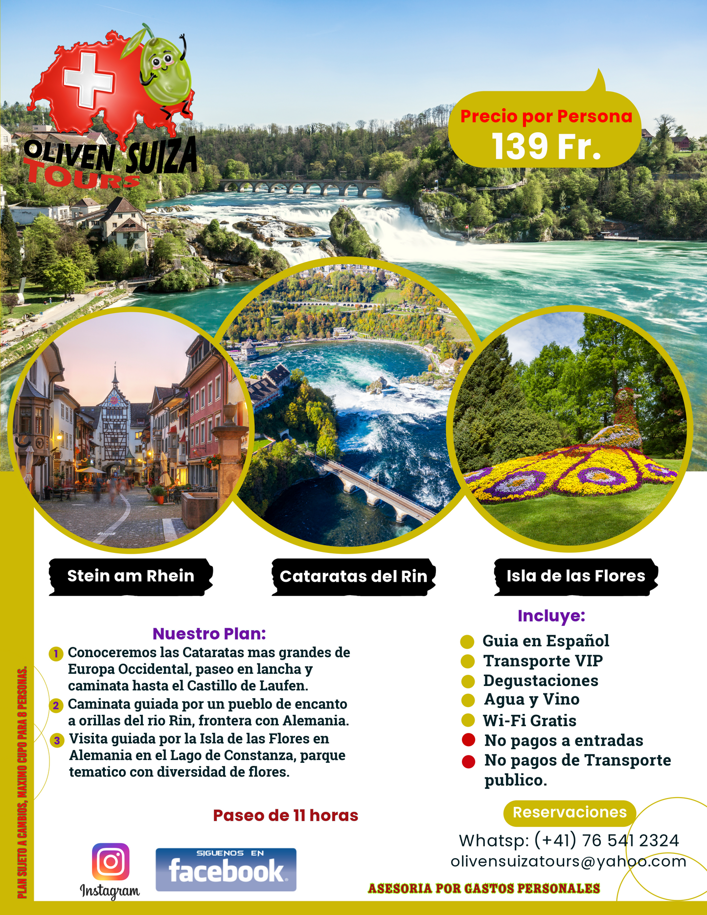 Pueblo en el Rin - Cataratas del Rin - Isla de las Flores (Alemania)