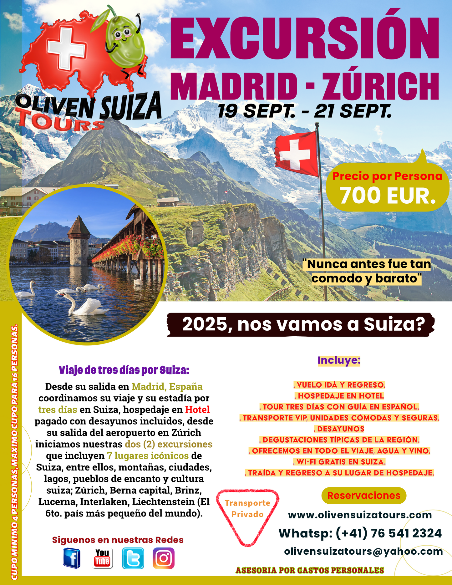 Excursión Madrid - Zúrich en Suiza por Tres Días