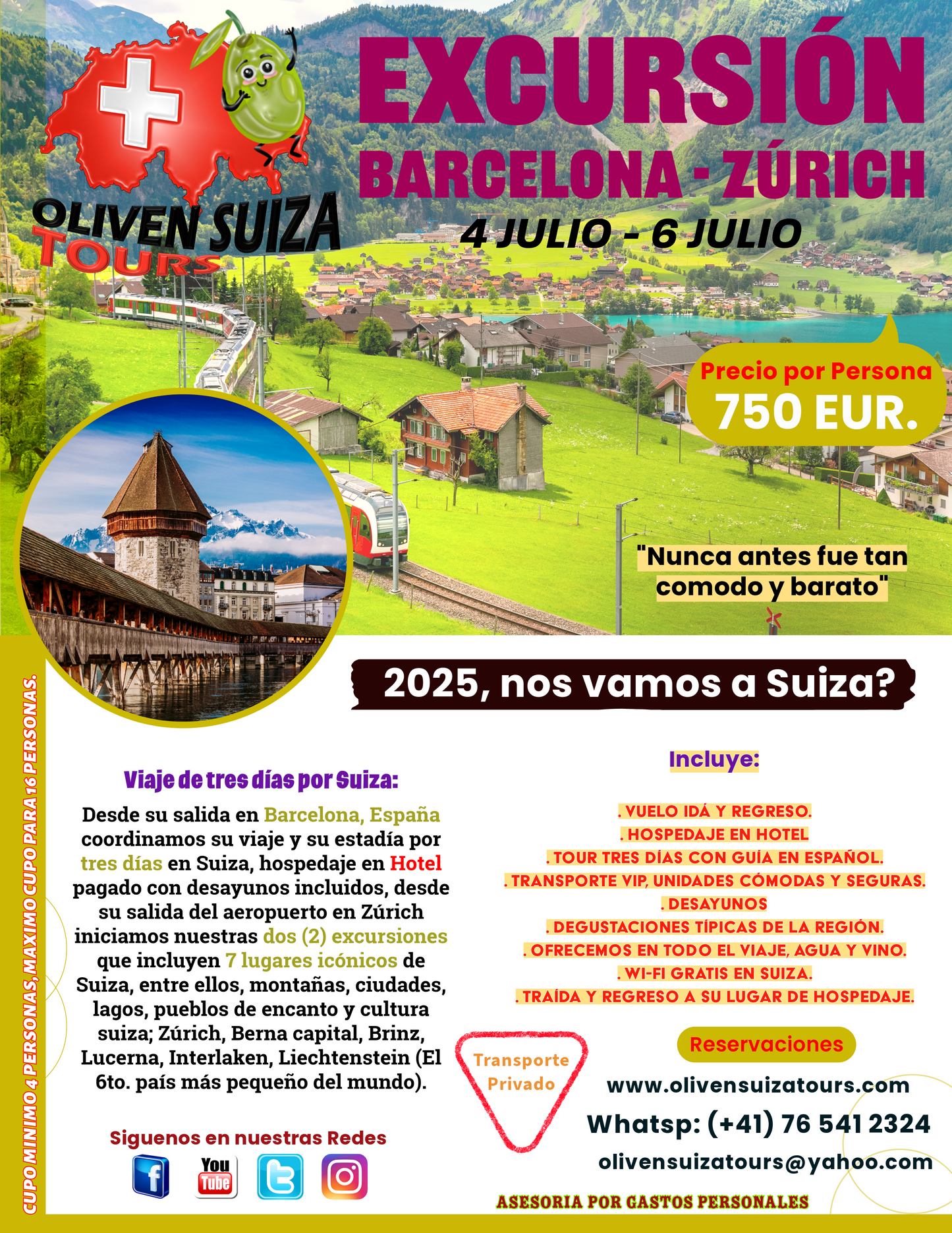 Excursión Barcelona - Zúrich en Suiza por Tres Días