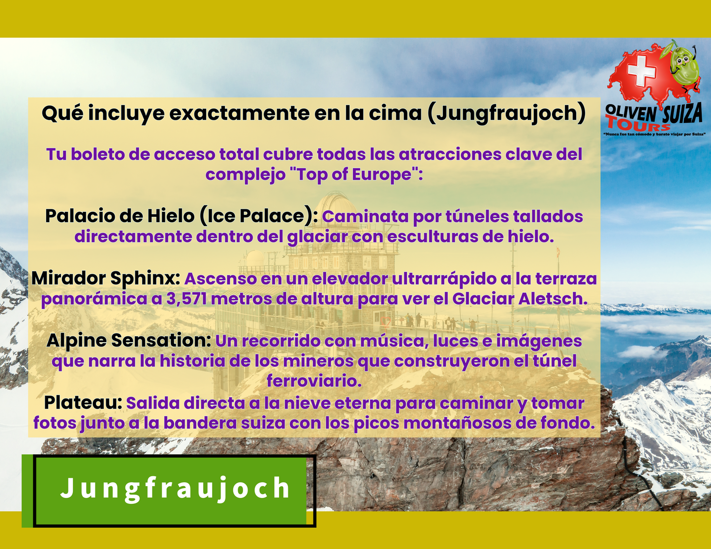 Un día excursión por Jungfraujoch "La mas alta de Europa" desde Zúrich